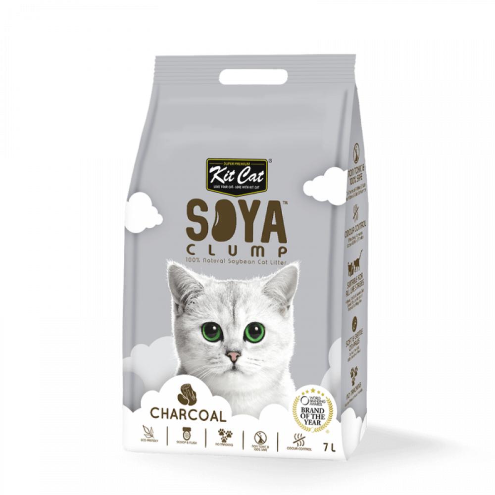 цена KitCat SOYA Cat Litter - Clumping - Charcoal - 7L