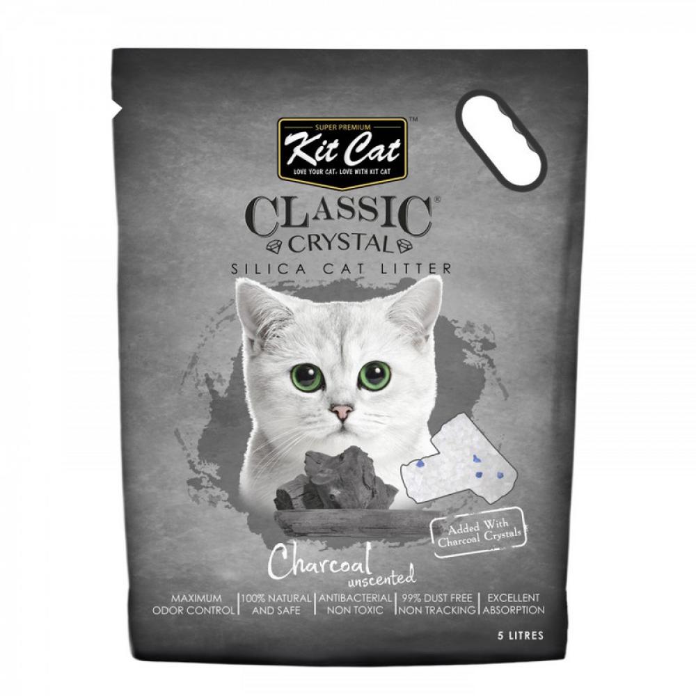 KitCat Cat Litter - Crystal - Charcoal Unscented - 5L цена и фото