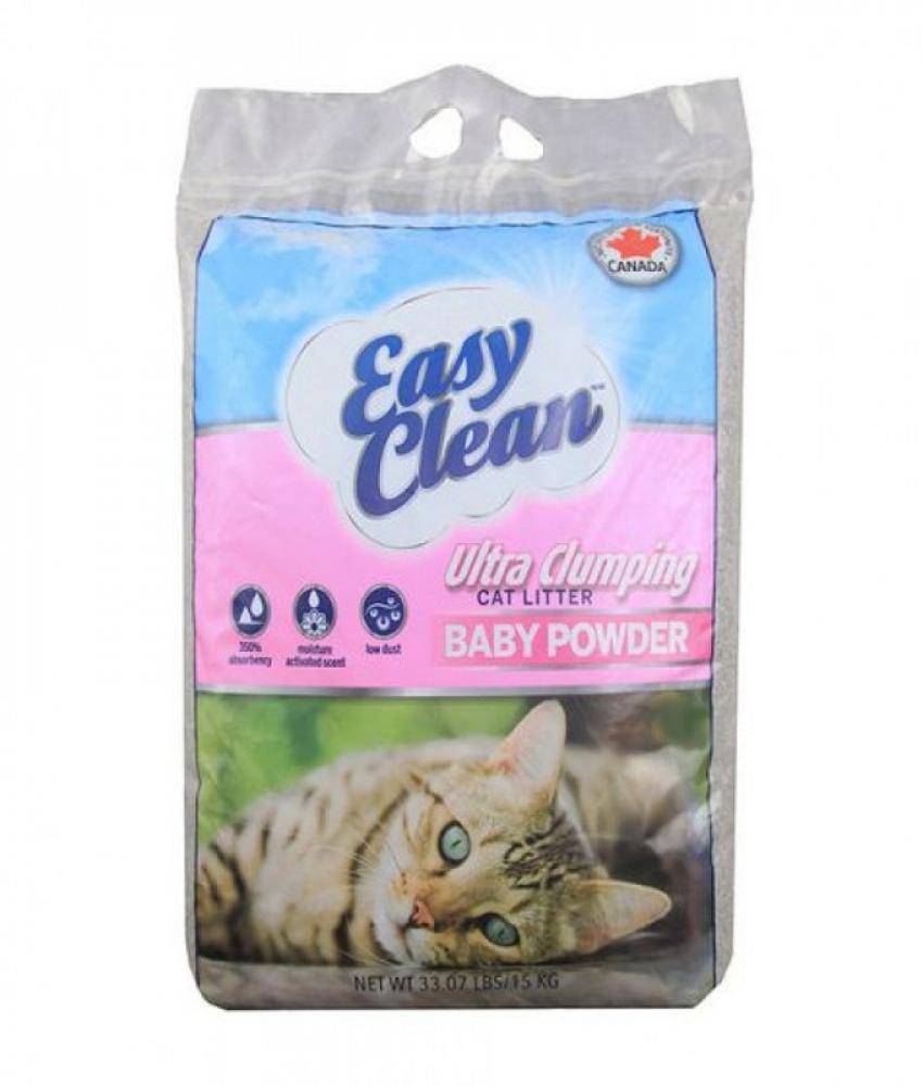 Easy Clean Cat Litter - Ultra Clumping - Baby Powder - 15kg black cat love white cat washable reusable mask cotton anti dust half face mouth mask for kids teens men women with