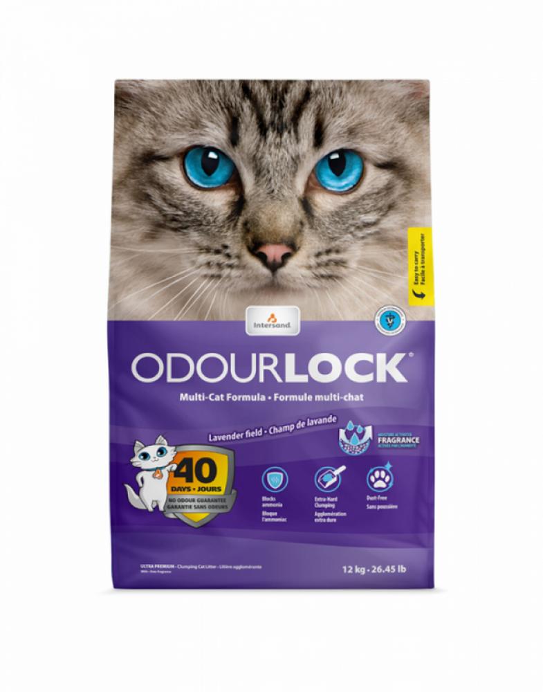 Intersand Odourlock Cat Litter - Lavender - 12kg kitcat soya kitten cat litter clumping baby powder box 6 7l