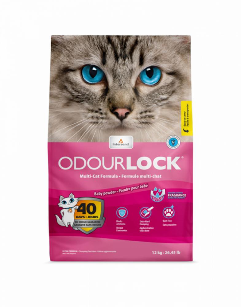 Intersand Odourlock Cat Litter - Baby Powder - Fragrance - 12kg kitcat soya kitten cat litter clumping baby powder box 6 7l