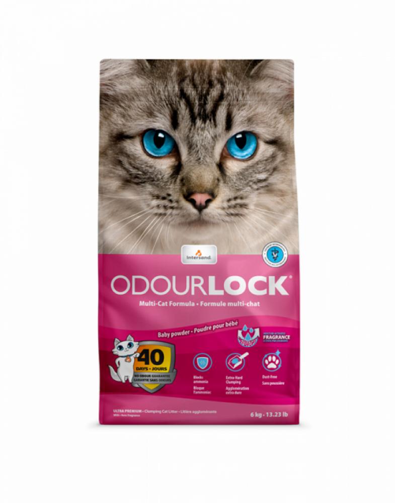 Intersand Odourlock Cat Litter - Baby Powder - 6kg kitcat soya kitten cat litter clumping baby powder box 6 7l