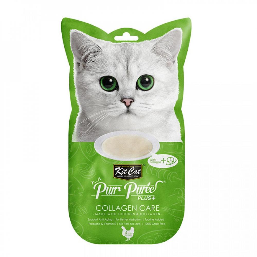 KitCat Puree - Collagen Care - Chicken - 4 x 15 g kitcat chicken and fiber hairball 40 x 15 g