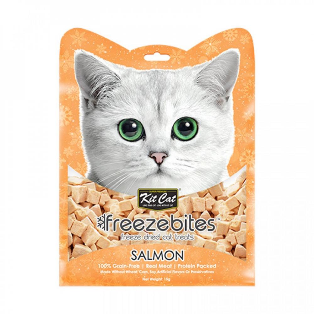 KitCat Freezebites - Dried - Salmon - 15 g kit cat cat treats freezebites freeze dried cod fish 0 5 oz 15 g
