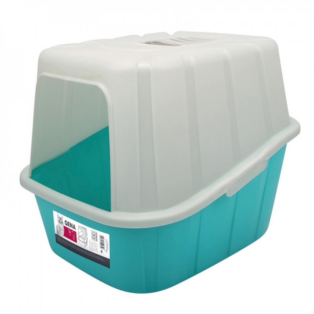 M-Pet Qena Cat Litter Box - Closed - Blue\/White - S protective pet box for mario 35th anniversary game