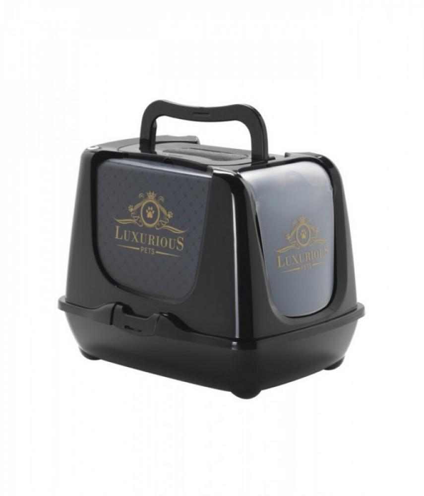 Moderna Trendy Cat Litter Box Closed - Black Lux - L moderna trendy carrier plastic lux black m