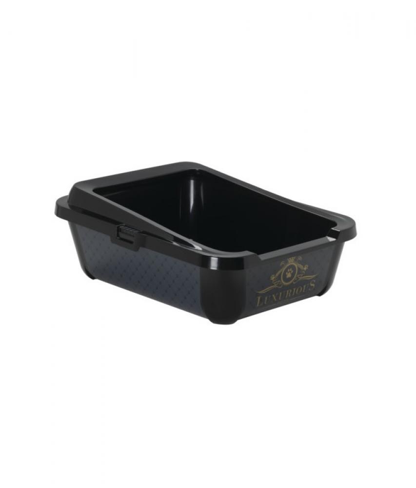 Moderna Hercules Tray Cat Litter Box Opened - Black Lux - L moderna hercules tray cat litter box opened black lux l