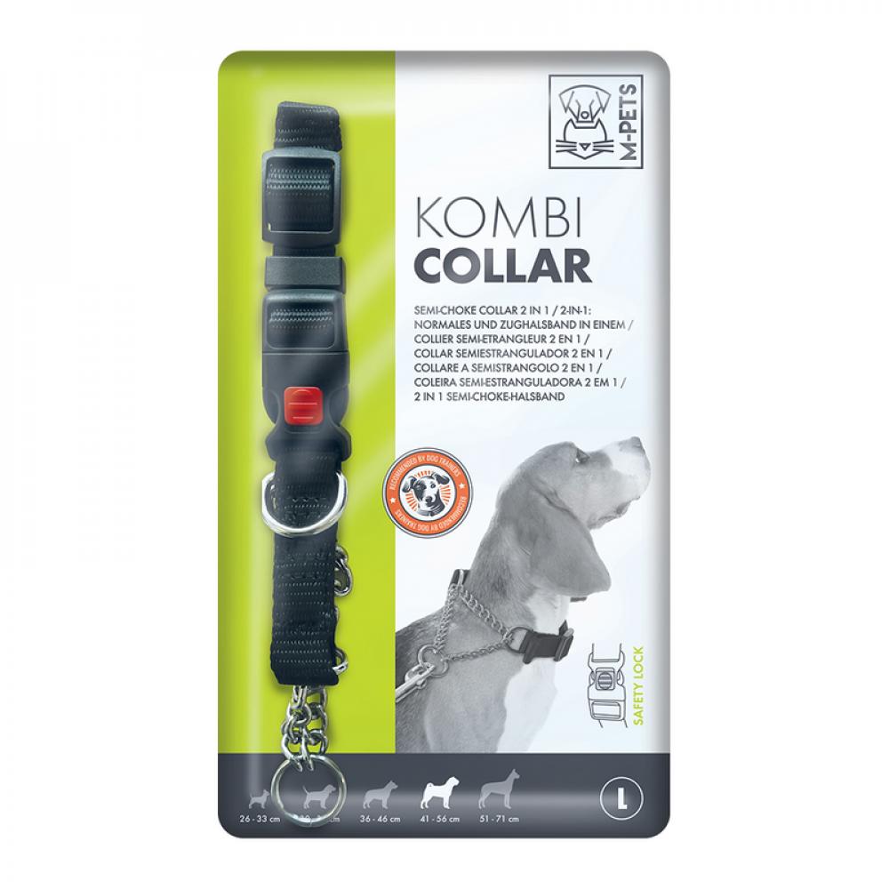 M-Pet Kombi Semi-Choke Collar - 2in1 - Black - L m pet glitter catt collar silver red m