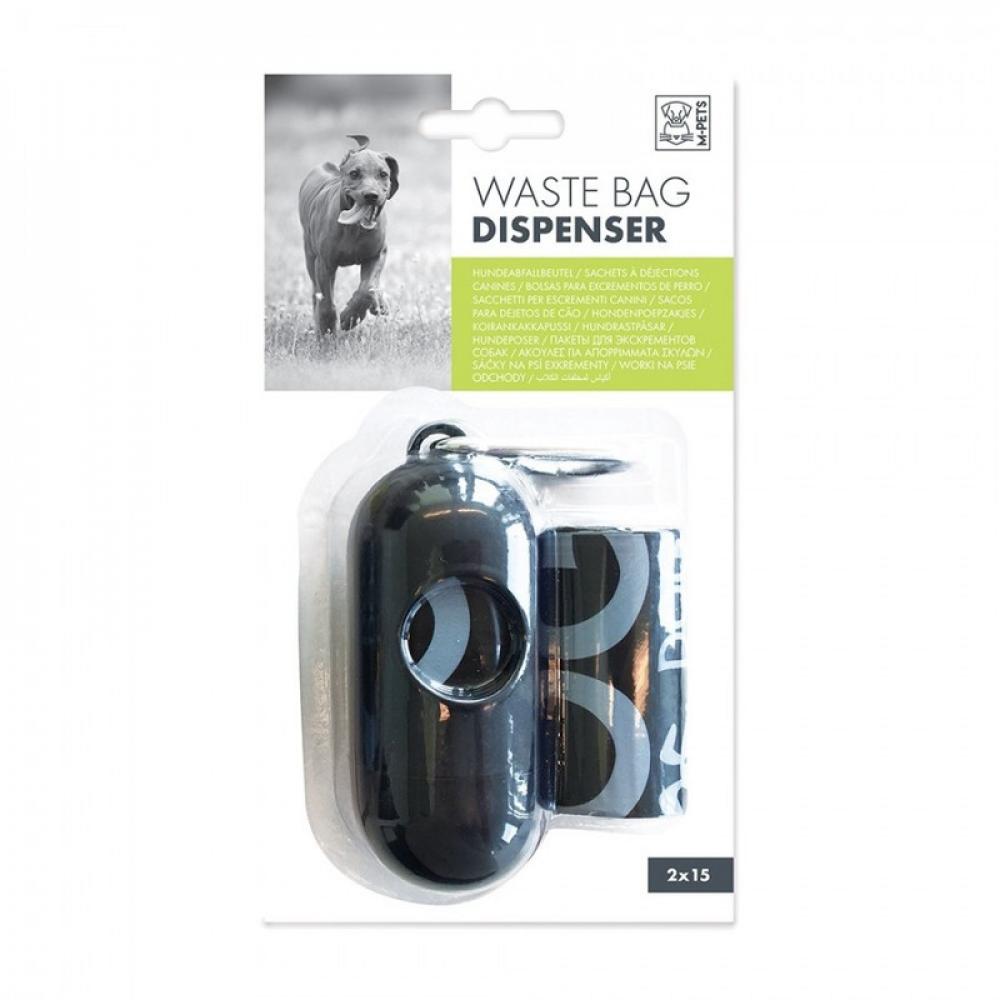 M-Pet Waste Bag Dispenser +30Bag - Black - M m pet waste bag dispenser 30bag black m
