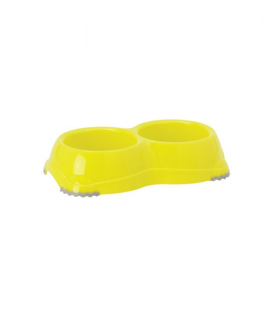 Moderna Double Smartly Bowl - Double - Yellow - S cat double bowl cat bowl dog bowl non slip food bowl with raised stand cat feeding
