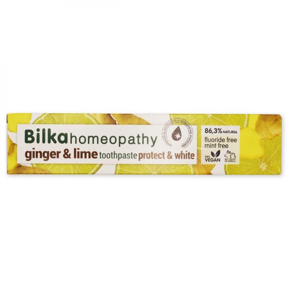 Bilka Homeopathy Toothpaste Protect&White Ginger&Lime efero teeth whitening kit tooth whitening serum essence pen gel remove plaque stains tooth bleaching cleaning teeth oral hygiene