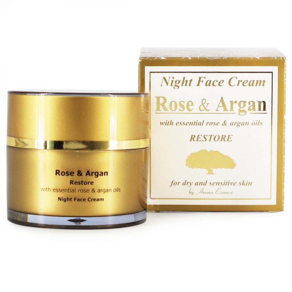 Night Face Cream ROSE & ARGAN restore with essential rose and argan oils, 50 ml.