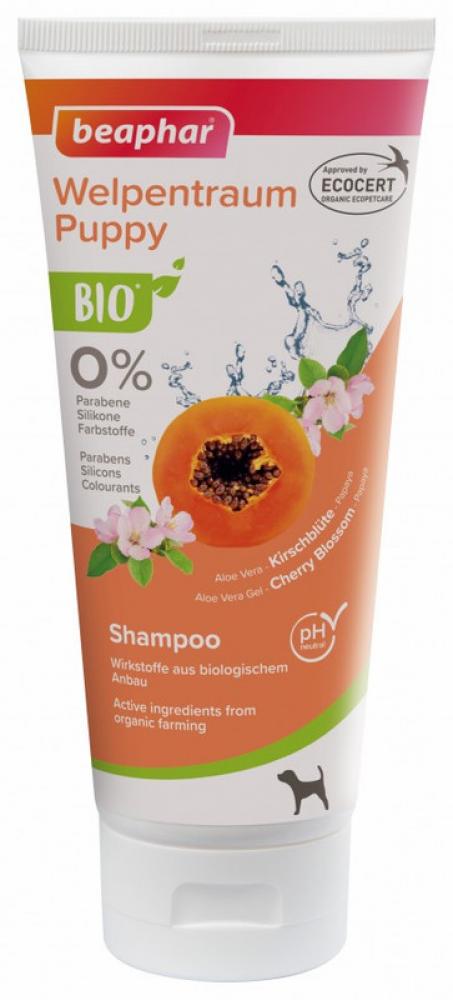 Beaphar Cosmetic Bio Puppy Shampoo - Aloe Vera, Papaya Cherry Blosom - 200ml beaphar cosmetic bio 2 in 1 dog shampoo aloe vera argan oil
