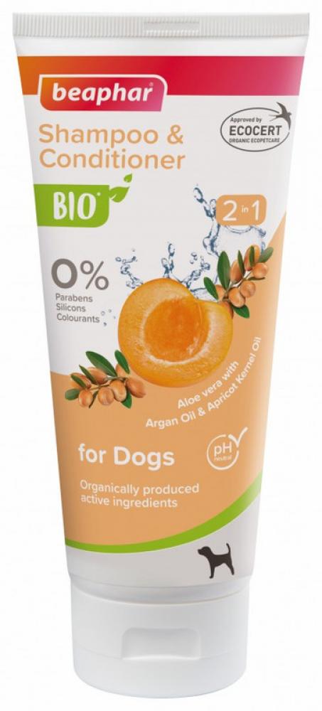 Beaphar Cosmetic Bio 2 in 1 Dog Shampoo - Aloe Vera, Argan Oil Apricot - 200ml organic shop natural nourishing moroccan argan and amla shampoo