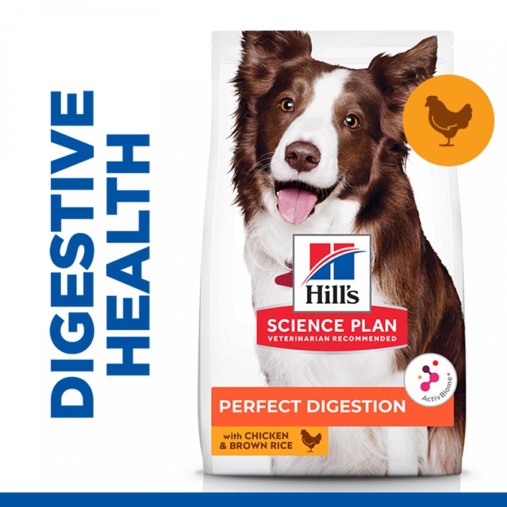 Hill's Science Plan Medium Adult 1+ Dog - Perfect Digestion - Chicken \& Brown Rice - 14kg dado dog adult medium chicken
