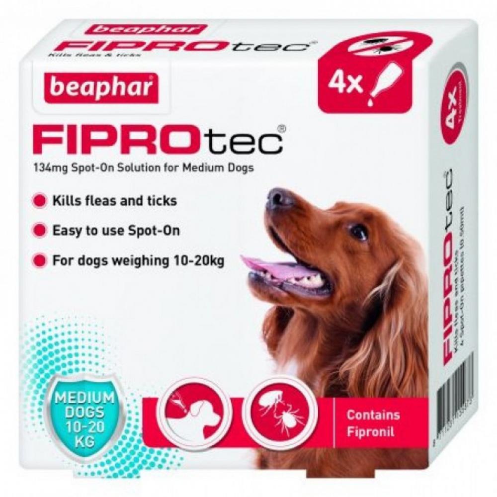 Beaphar FIPROtec Fleas and Tick - Medium Dog - 4times beaphar calming spot on dog 3 0 4ml