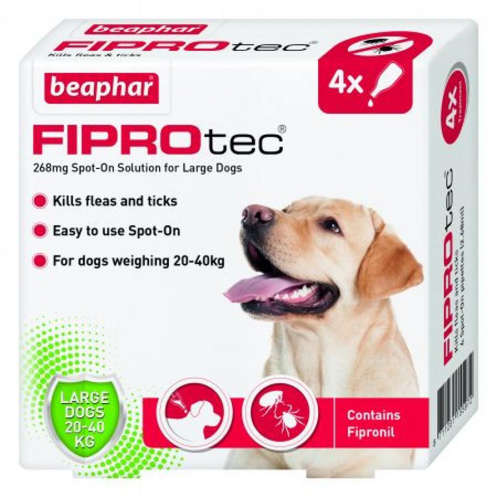 Beaphar FIPROtec Fleas and Tick - Large Dog - 4times beaphar bone builder dog