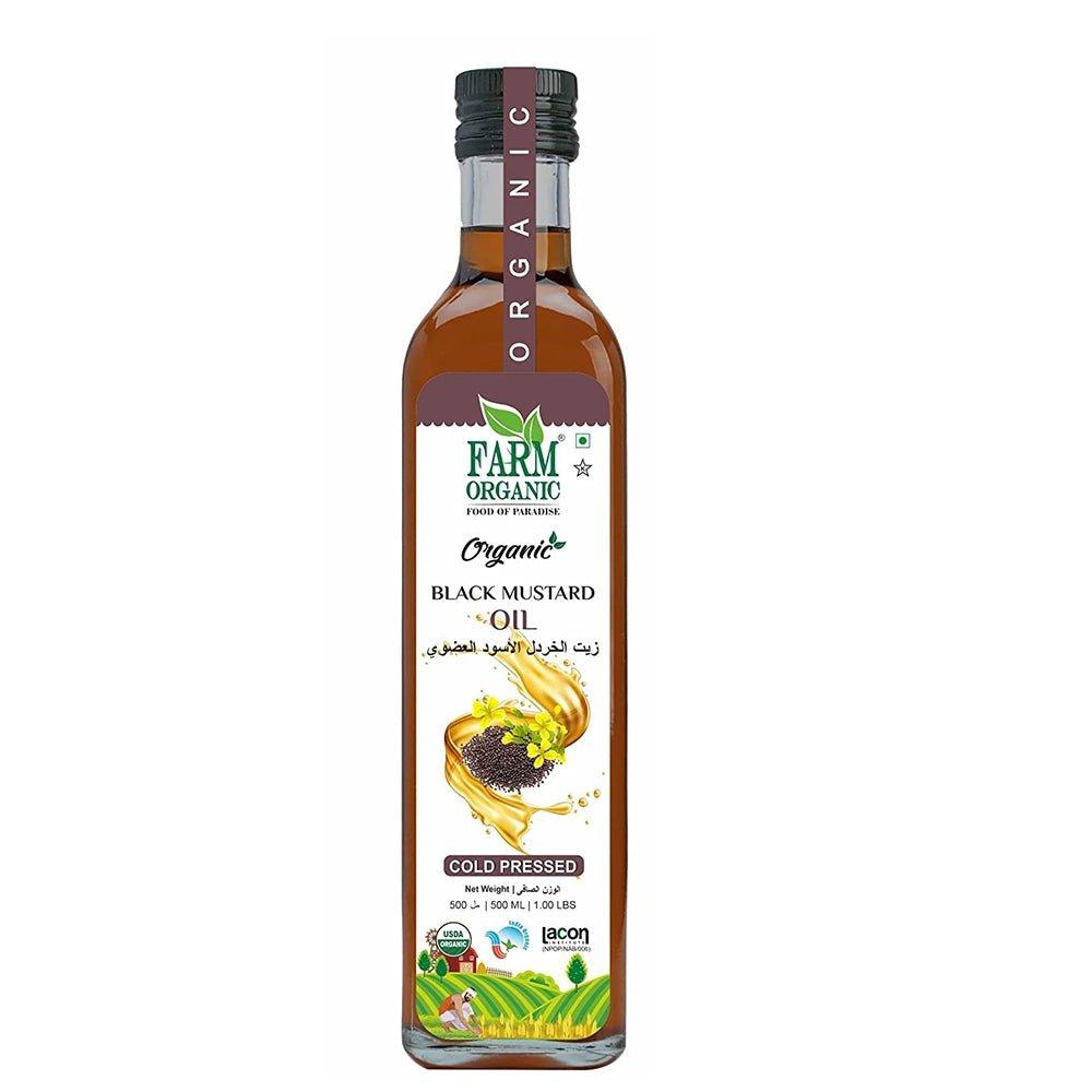 Farm Organic Gluten Free Black Mustard Oil - 500 ml 100% pure organic black seed oil 250 ml