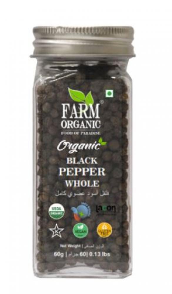 Farm Organic Gluten Free Black Pepper Whole 60g farm organic gluten free bay leaf whole 15g