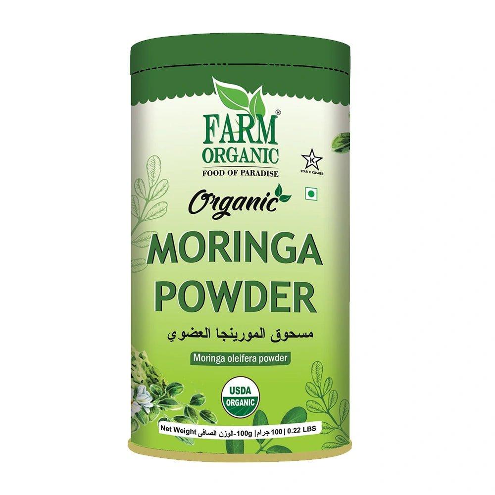Farm Organic Gluten Free Moringa Powder - 100g farm organic psyllium husk powder 100gm gluten free nongm vegan halal