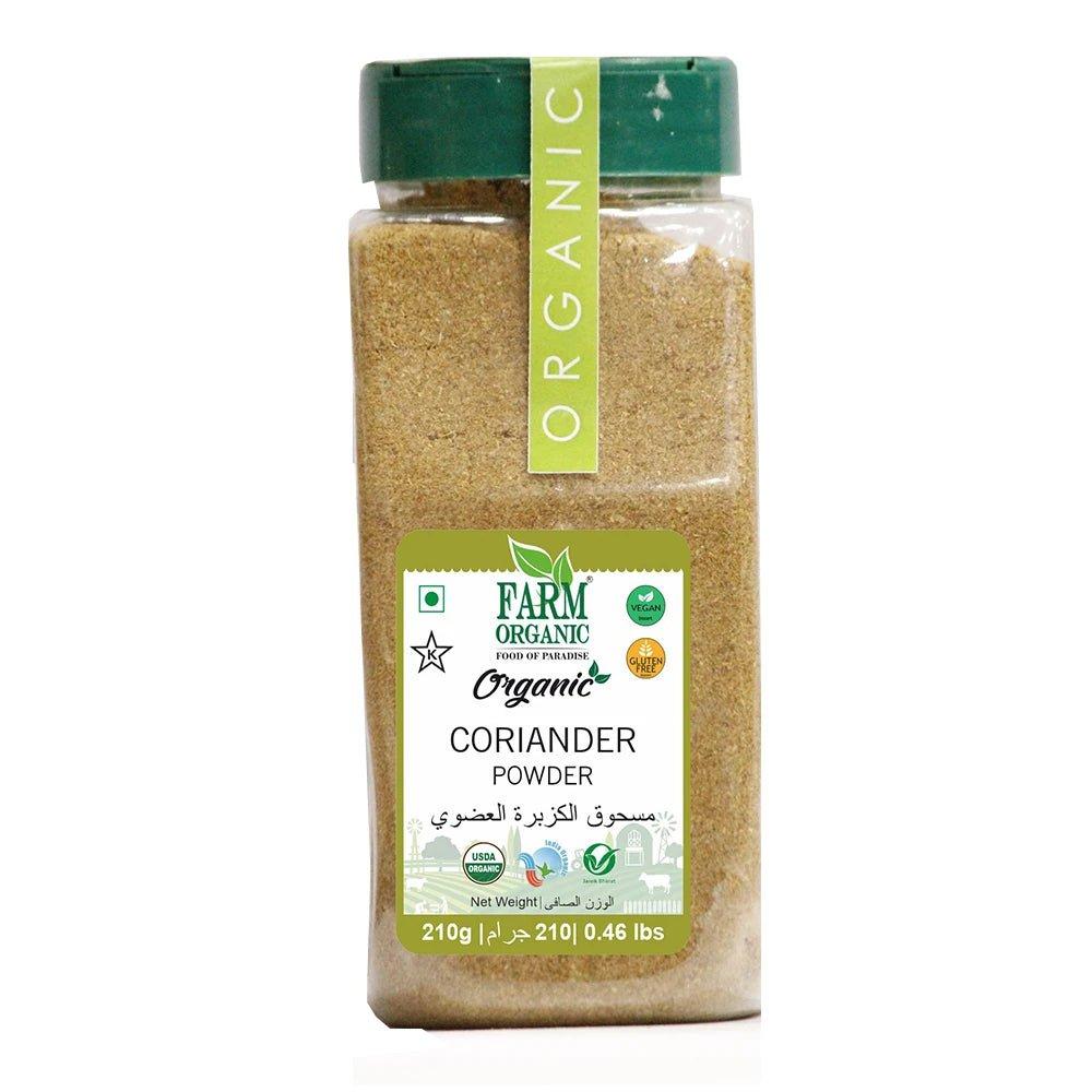 Farm Organic Gluten Free Coriander Powder - 210g mawa unsalted roasted barunuts plastic jar 500g