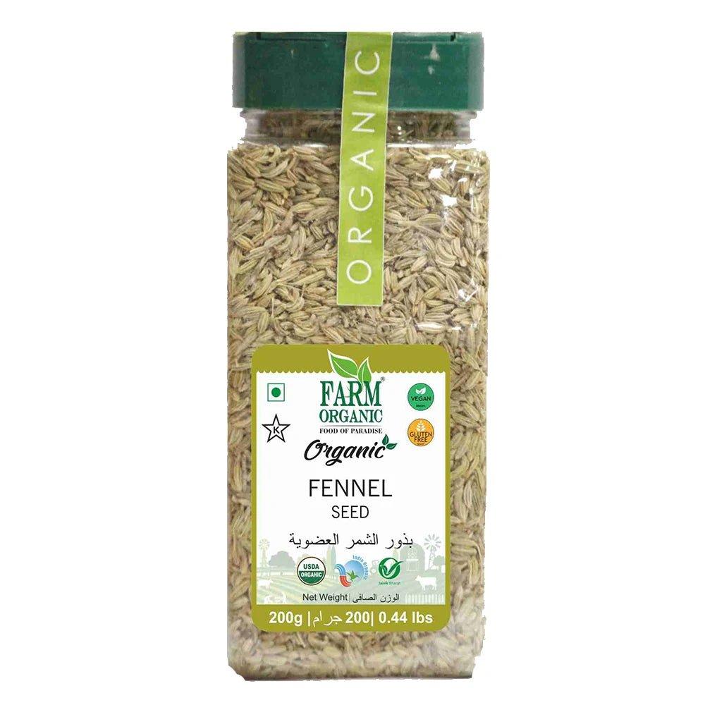 Farm Organic Gluten Free Fennel Seeds - 200g (0.44 lbs) farm organic gluten free coriander whole 130g 0 28 lbs