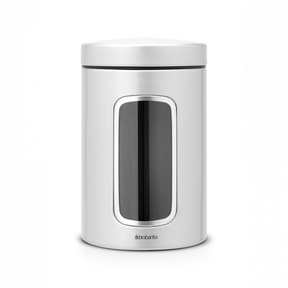 brabantia tasty stackable square canister 0 7 litre dark grey Brabantia Window Canister, 1.4 litre - Grey