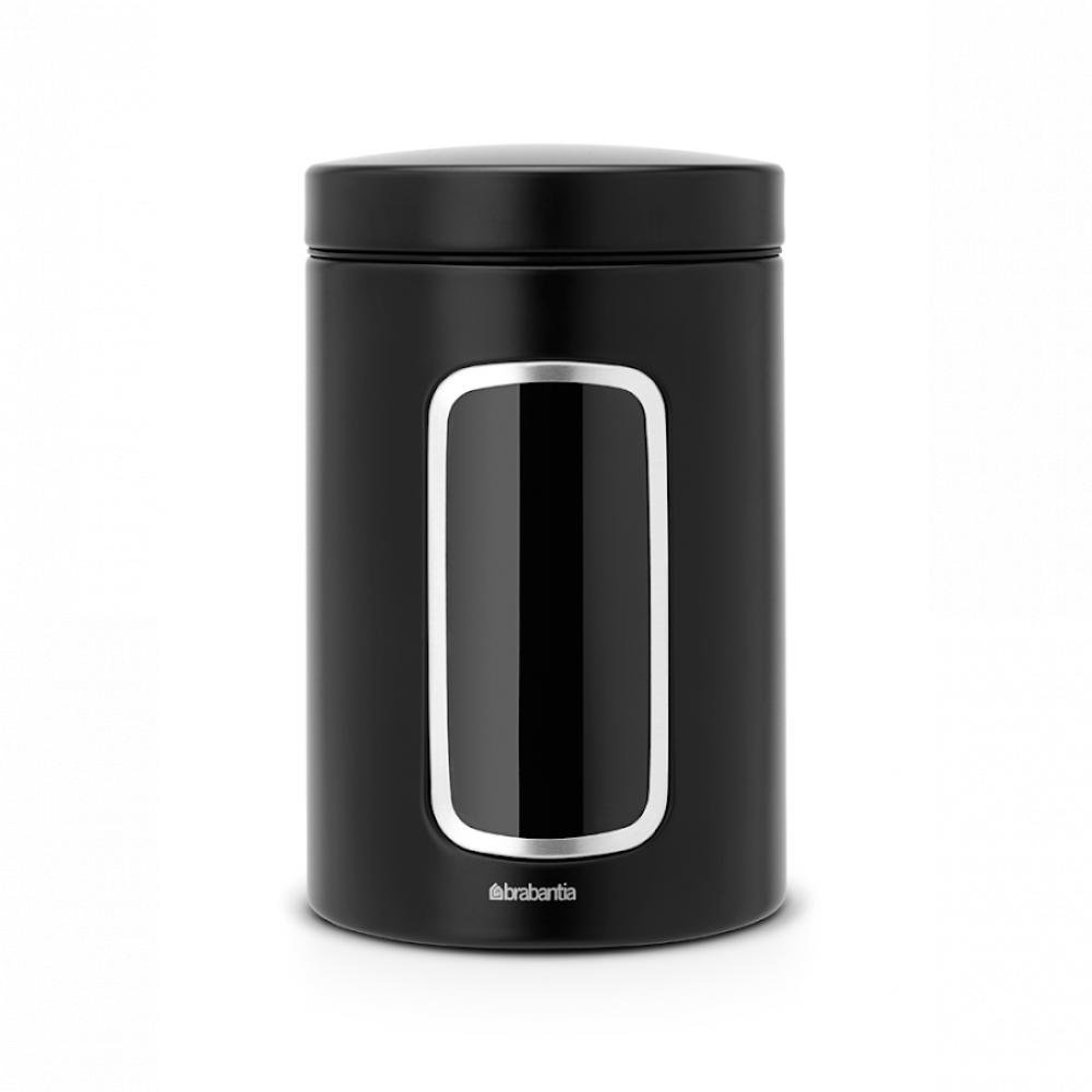 brabantia tasty stackable square canister 0 7 litre dark grey Brabantia Window Canister, 1.4 litre - Matt Black