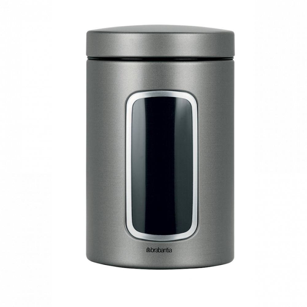 brabantia tasty stackable square canister 2 5 litre light grey Brabantia Window Canister, 1.4 litre - Platinum