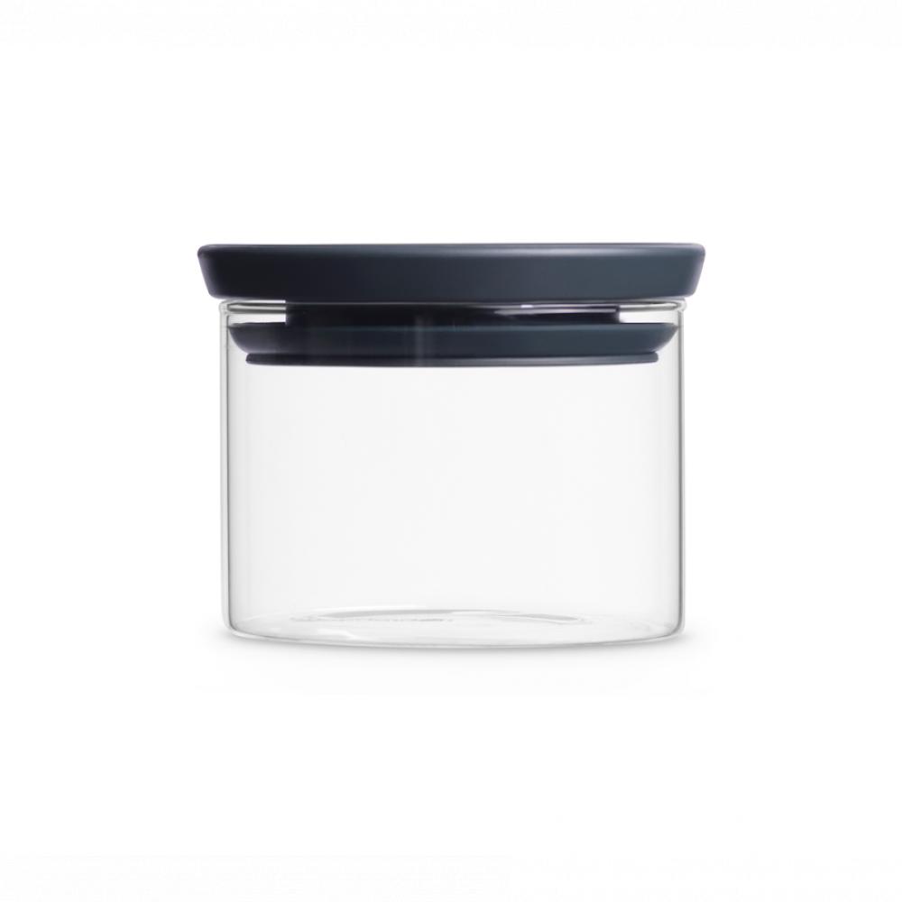 brabantia tasty stackable square canister 0 7 litre dark grey Brabantia Stackable glass jar - 0.3 litre - Dark Grey
