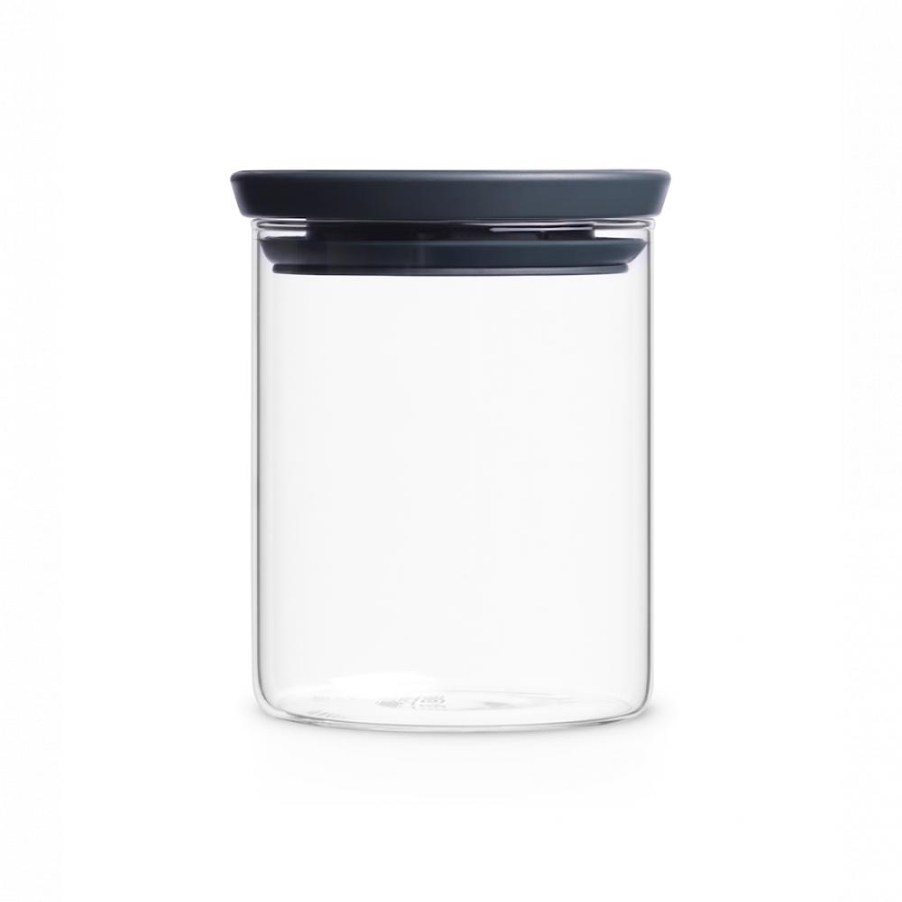 Brabantia Stackable glass jar - 0.6 litre - Dark Grey ar1056 arzum maxiblend glass jug blender 600 w 1600 ml capacity glass jar 5 stage speed control pulse function