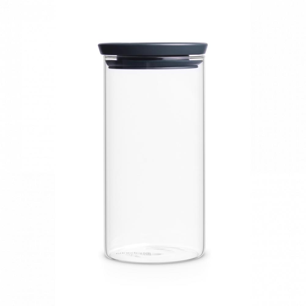 Brabantia Stackable glass jar - 1.1 litre - Dark Grey ar1056 arzum maxiblend glass jug blender 600 w 1600 ml capacity glass jar 5 stage speed control pulse function