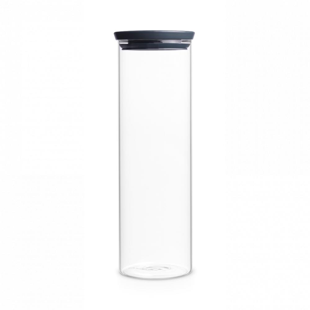 Brabantia Stackable glass jar - 1.9 litre - Dark Grey brabantia tasty stackable square canister 1 6 litre light grey