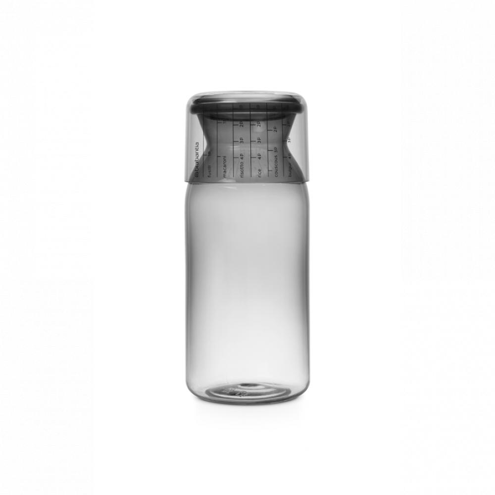 Brabantia Storage jar with measuring cup, 1.3 litre - Dark Grey little storage co 1 25l sqaure jar