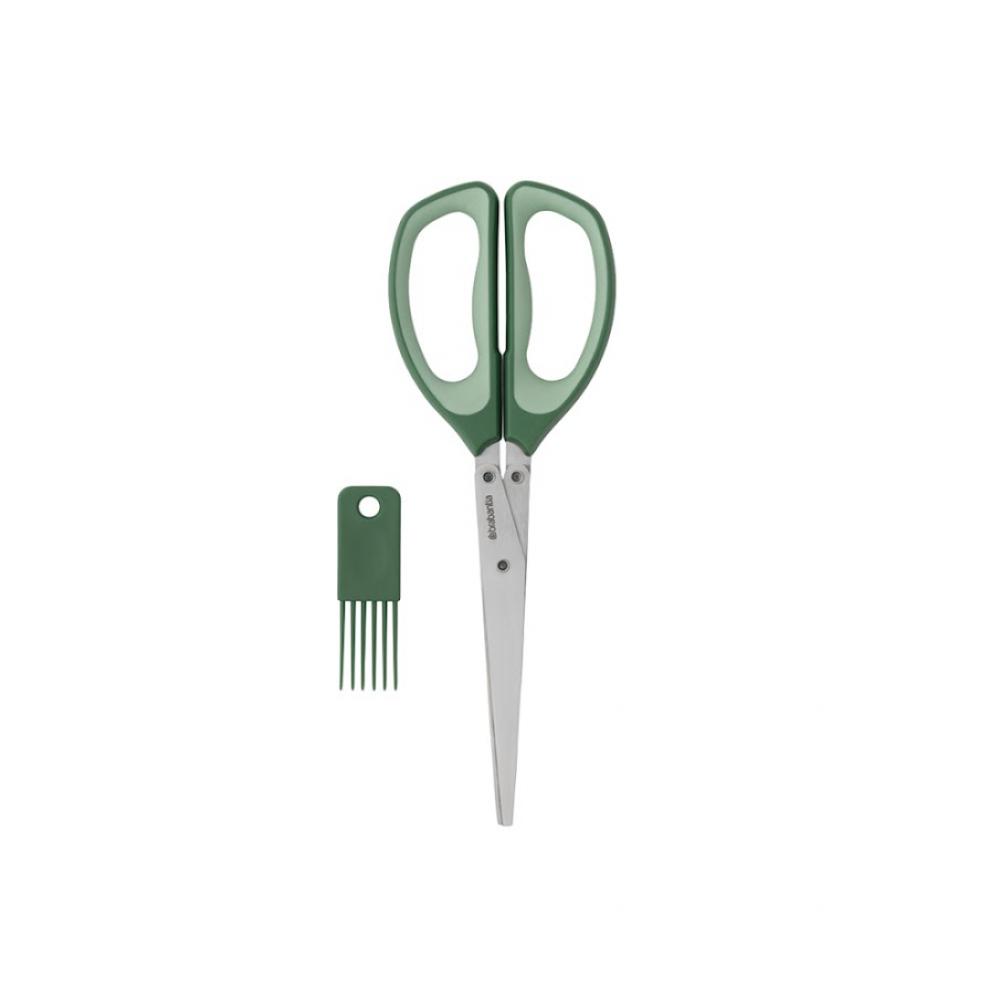 Brabantia Herb Scissors plus Cleaning Tool - Fir Green garden tools set military portable folding shovel multifunction stainless steel survival spade trowel camping cleaning tool