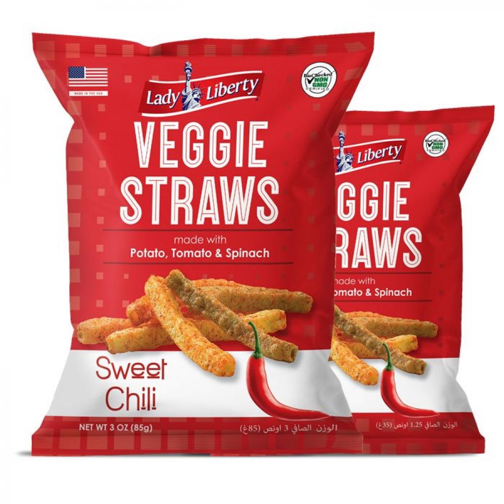 Lady Liberty Veggie Straws, Sweet Chili, Non-GMO, 35g spicy roasted gluten roll 35g pack of spicy bbq spicy flavor