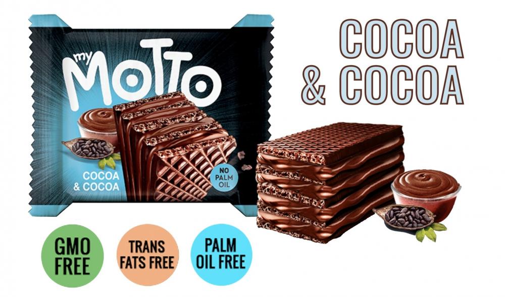 My Motto COCAO & COCAO WAFER WITH COCOA CREAM (80%) 34g elvan today extra chocolate coated wafer with plenty of cream and hazelnut 45gr 24 pieces 1 box free shipping