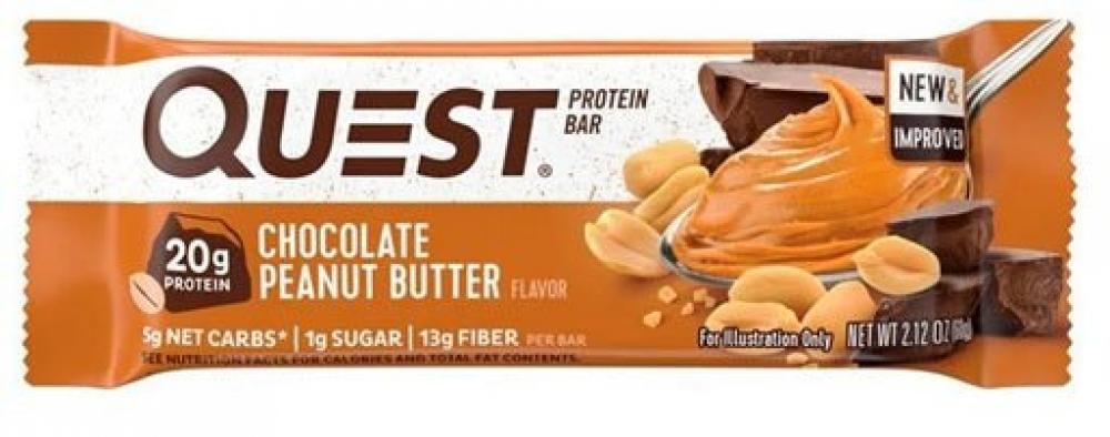 Quest Protein Bar - Chocolate Peanut Butter 60g chikalab chikabar glazed protein bar 60g strawberry with cream white chocolate