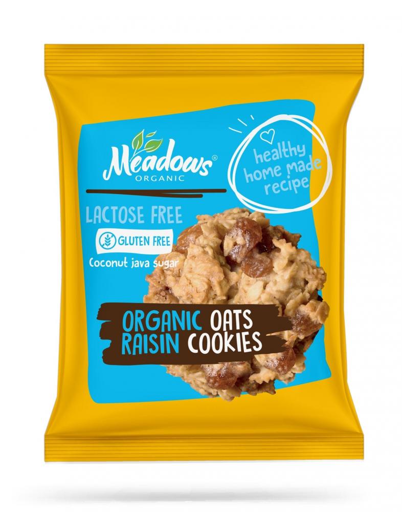 Meadows Raisin Cookies 40g meadows organic oat cookies with choco chips 40g