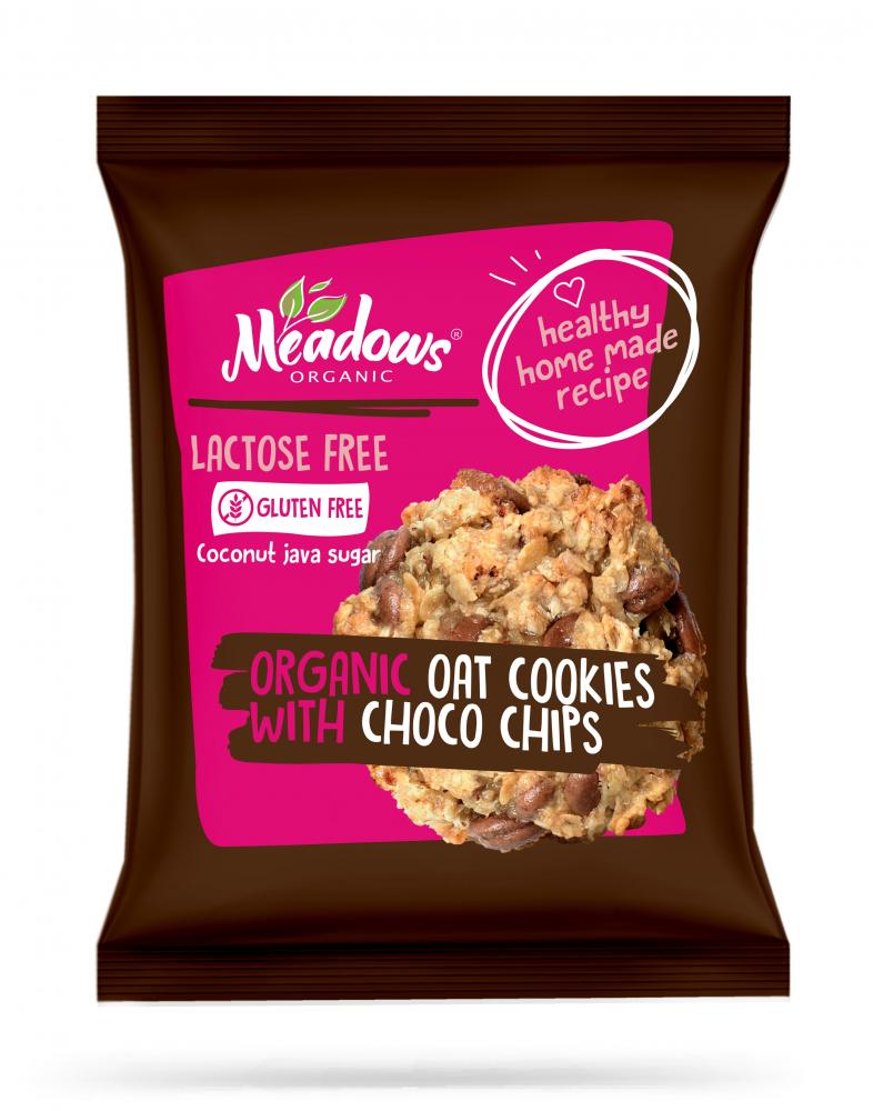 Meadows Organic Oat Cookies with Choco Chips 40g meadows sesame date bar 40g