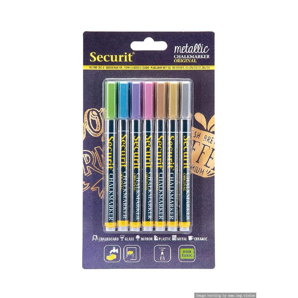 цена Securit Liquid Coloured Chalk Marker Assortment of 7 Pieces