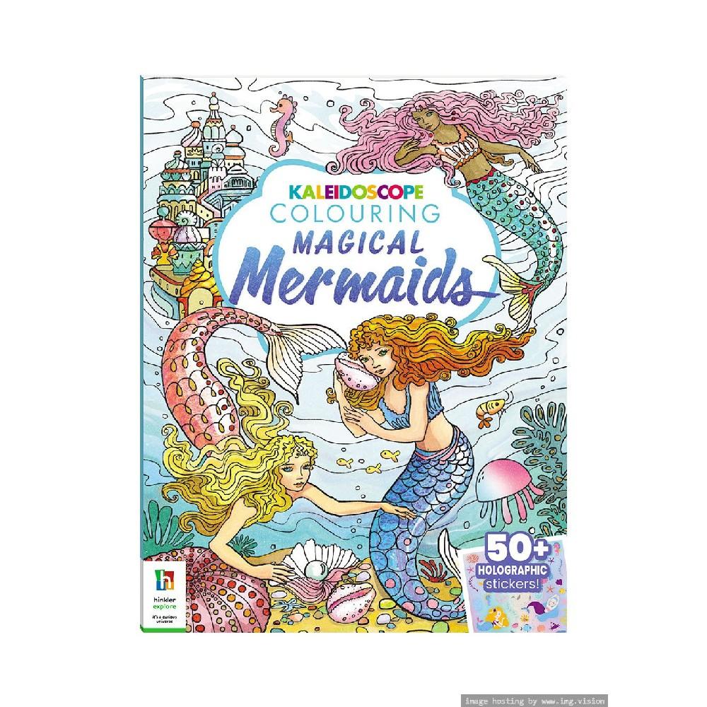 Hinkler Kaleidoscope Sticker Colouring Magical Mermaids 3 colouring books and colouring pencils 24 pcs