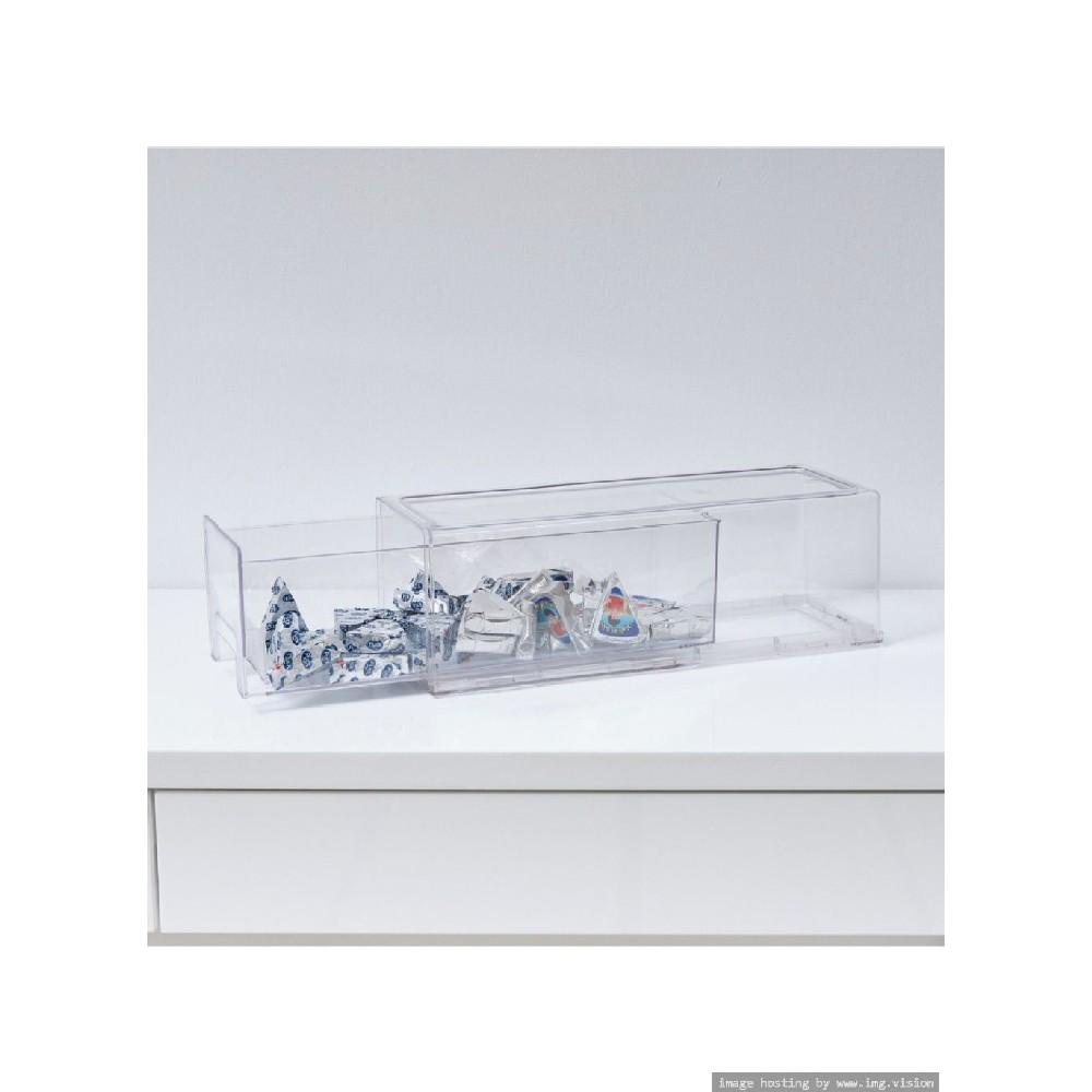 Homesmiths Stackable Storage Drawer Clear 33.7 x 12 x 11 cm homesmiths slide multipurpose box clear 12 x 20 5 x 12 6 cm