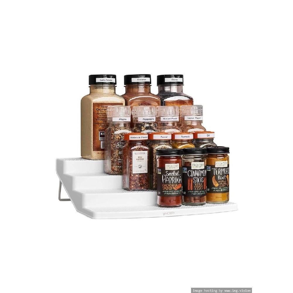 Youcopia Spice Rack Steps 24 Bottle Organizer like it extra large long drawer cabinet organizer