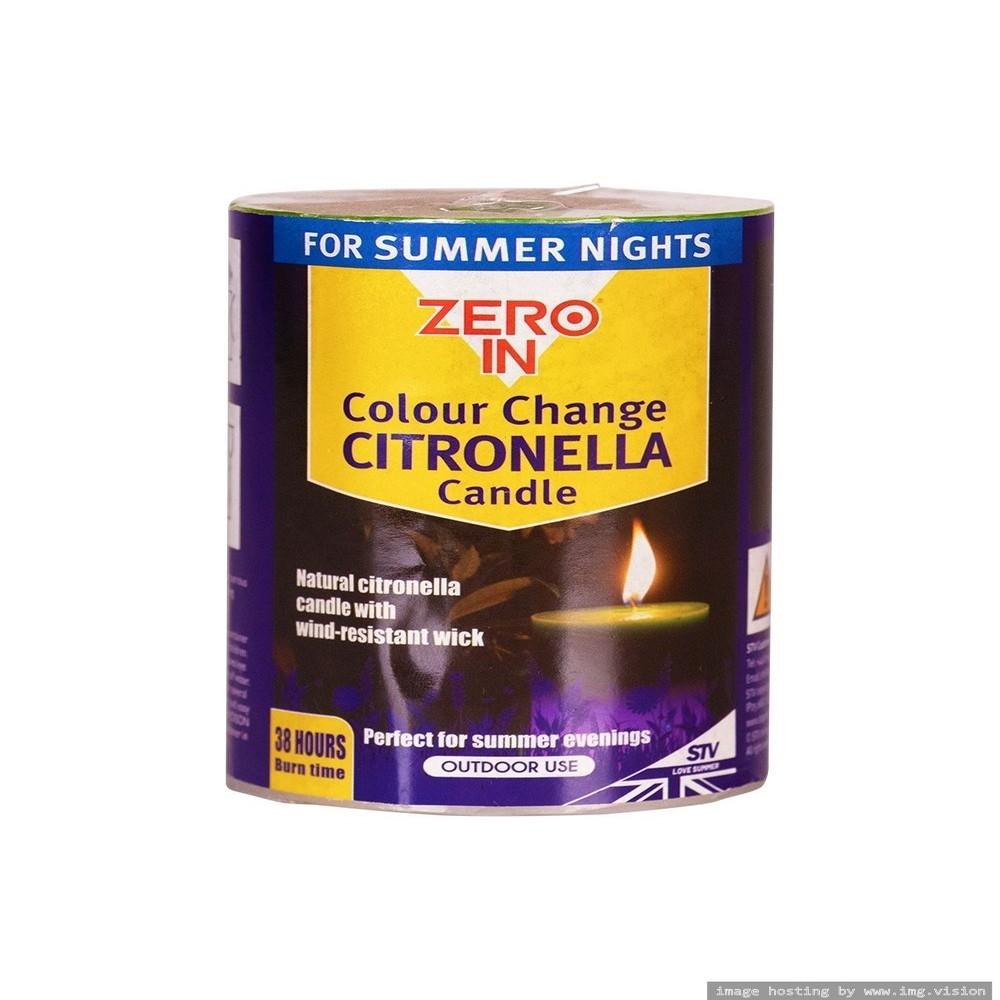 Zero In Citronella Colour-Change Pillar Candle