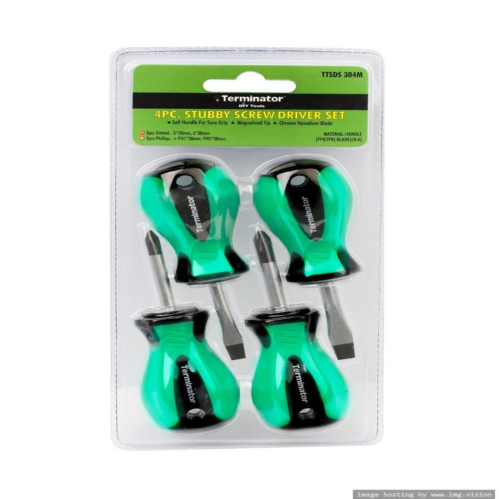 Terminator brand Screw Driver Set 4 Pieces 2 Pieces Slotted (-) & 2 Pcs Phillips (+) saborr barbeque tool set of 3