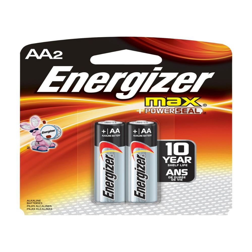 Energizer MAX Alkaline Power Seal AA Pack of 2 duracell batteries 9v alkaline mn1604b2 long lasting coppertop pack of 2