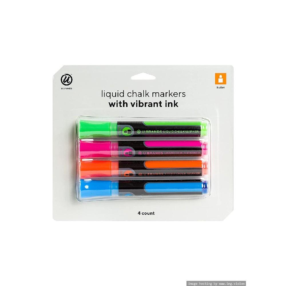 цена U Brands Liquid Chalk Dry Erase Markers Bullet Tip Multi Bright Colors Pack of 4