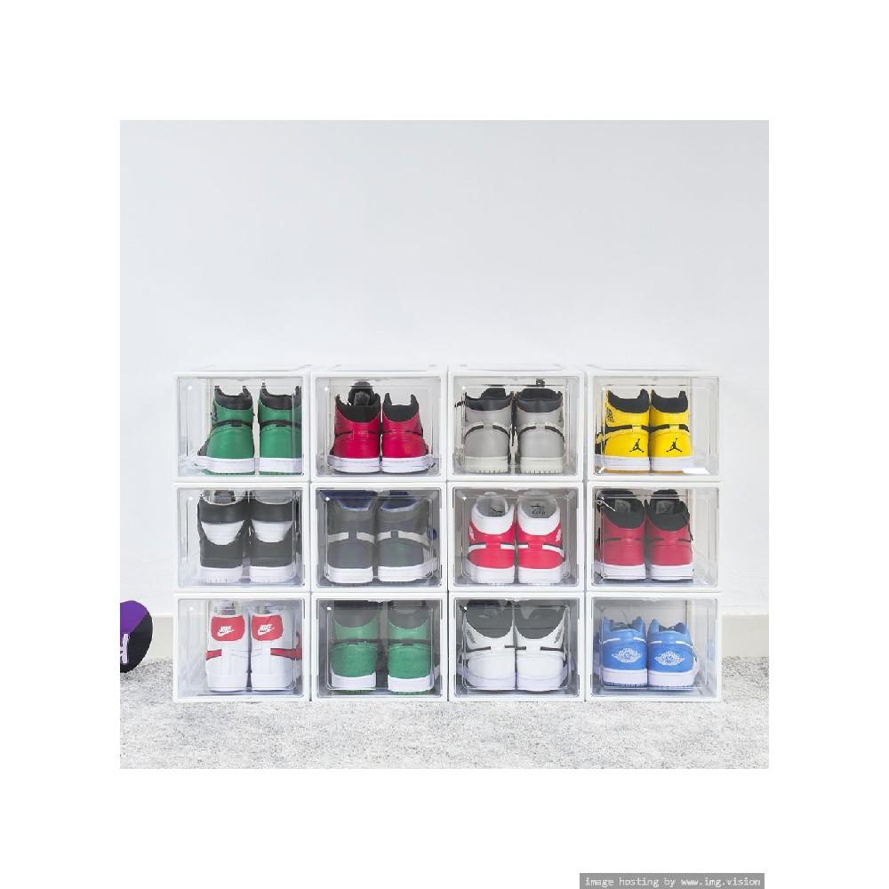 Kicks & Pumps Shoe Storage Box 35.5 x 24.5 x 20 cm Set of 3 thickened plastic shoe box transparent clear sneakers display box high tops boots organizer shoebox combination shoes cabinet