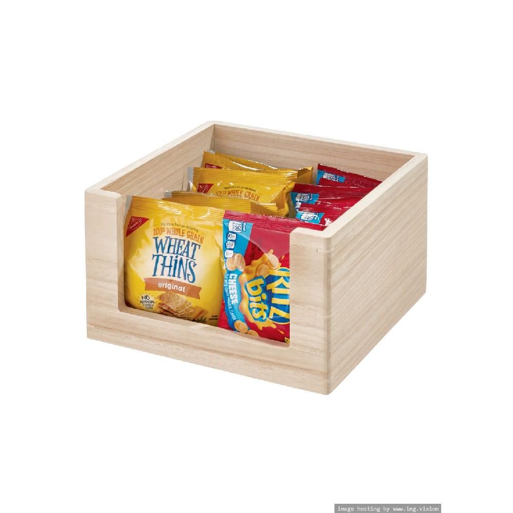 The Home Edit Wood Open Front All Purpose Bin 10 x 10 x 6 inch Natural the home edit all purpose large drawer shallow 7 x 10 5 x 2 inch clear